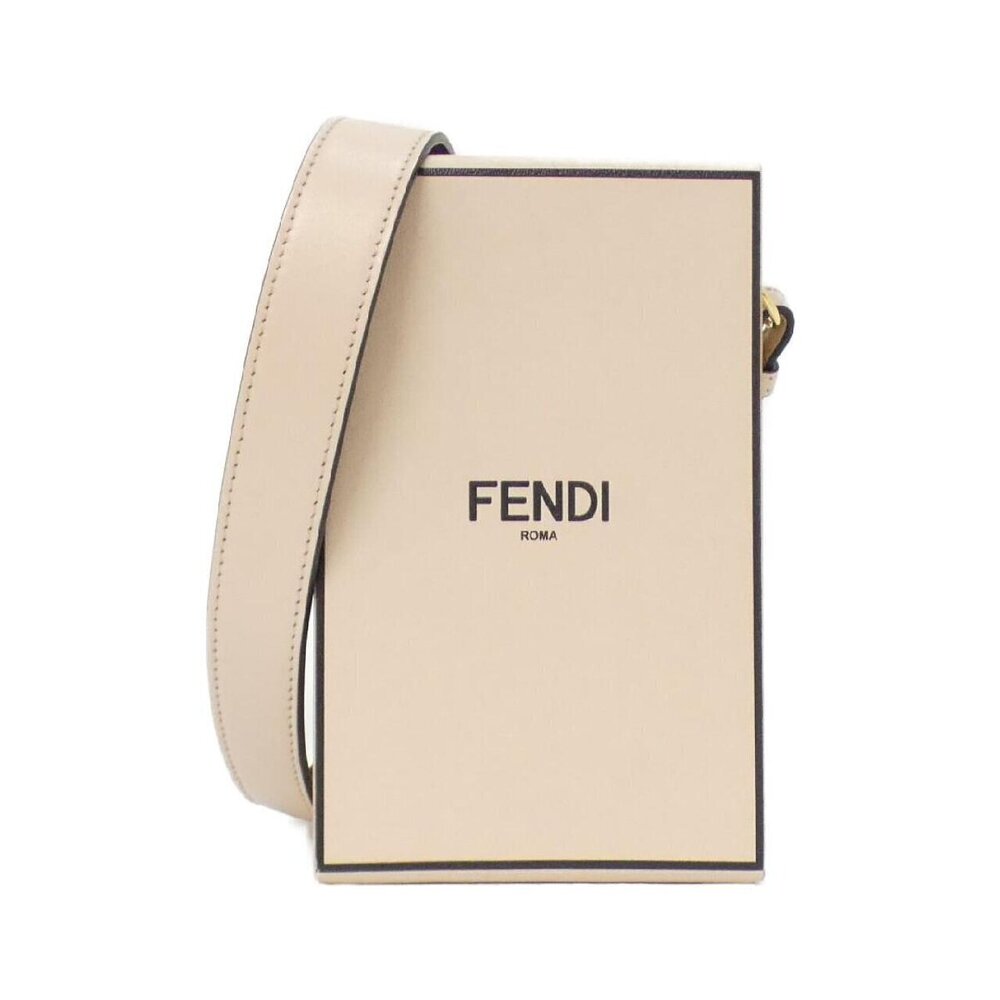 Fendi Vertical Box Shoulder Bag beige leather White Fendi Roma